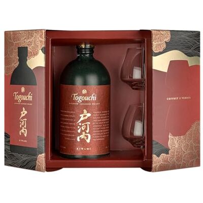 Togouchi Kiwami Whisky Japonais Coffret + 2 verres 40° 70cl - Publicité Togouchi Kiwami Whisky Japonais Coffret + 2 verres 40° 70cl - Publicité