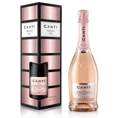 Canti Prosecco D.O.C. Millesimato, Vin Petillant Extra Sec Rose, Coffret Cadeau Vin, Élaboré à Partir du Cépage Glera et Pinot Noir de Venise, Goût Frais et Doux, 1x750 ml - Publicité Canti Prosecco D.O.C. Millesimato, Vin Petillant Extra Sec Rose, Coffret Cadeau Vin, Élaboré à Partir du Cépage Glera et Pinot Noir de Venise, Goût Frais et Doux, 1x750 ml - Publicité