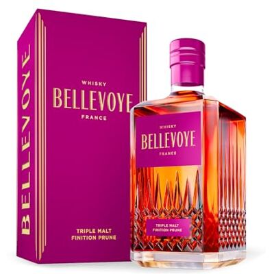 Bellevoye Whisky Triple Malt Whisky Français Prune 43 % Alcool Origine : 100 % France 70 cl - Publicité Bellevoye Whisky Triple Malt Whisky Français Prune 43 % Alcool Origine : 100 % France 70 cl - Publicité