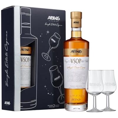 ABK6 , Cognac VSOP 70cl, 40% alc, Coffret cadeau 2 verres, Elu WORLD BEST COGNAC VSOP 2022 - Publicité ABK6 , Cognac VSOP 70cl, 40% alc, Coffret cadeau 2 verres, Elu WORLD BEST COGNAC VSOP 2022 - Publicité