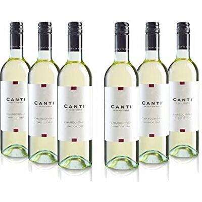 Canti Chardonnay Vin Blanc Italien Sec, Saveur Fraîche avec un Goût Fruité et des Notes d'Agrumes et de Pommes, 6x750 ml - Publicité Canti Chardonnay Vin Blanc Italien Sec, Saveur Fraîche avec un Goût Fruité et des Notes d'Agrumes et de Pommes, 6x750 ml - Publicité