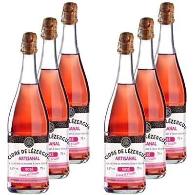 Les Celliers de l'Odet Lot 6x Cidre de Lézergué artisanal rosé Bouteille 750ml - Publicité Les Celliers de l'Odet Lot 6x Cidre de Lézergué artisanal rosé Bouteille 750ml - Publicité
