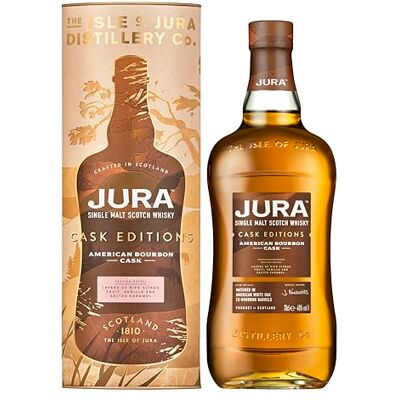 Jura Bourbon Cask Whisky Single Malt 40% Alcool 70 cl Origine : Écosse / Highlands- Notes de Sirop de Caramel Crémeux & Abricot - Publicité Jura Bourbon Cask Whisky Single Malt 40% Alcool 70 cl Origine : Écosse / Highlands- Notes de Sirop de Caramel Crémeux & Abricot - Publicité