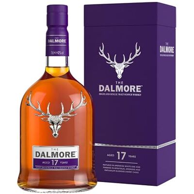 The Dalmore DALMORE 17 ans Whisky Single Malt Origine : Écosse/Highlands Vieilli en fûts de Bourbon puis finition Sherry Notes de Fruits Noirs, Chocolat, Orange et Épices 43% Alcool 70 cl - Publicité The Dalmore DALMORE 17 ans Whisky Single Malt Origine : Écosse/Highlands Vieilli en fûts de Bourbon puis finition Sherry Notes de Fruits Noirs, Chocolat, Orange et Épices 43% Alcool 70 cl - Publicité