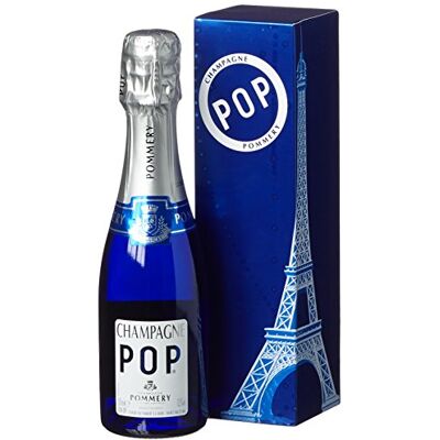 Pommery Champagne POP Bleu sous étui Tour Eiffel 20cl - Publicité Pommery Champagne POP Bleu sous étui Tour Eiffel 20cl - Publicité