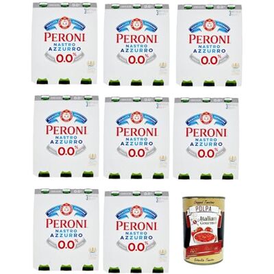 Italian Gourmet E.R. 24x BIRRA Peroni Nastro azzurro zero alkoholfrei Flaschen Bier 0% Alk. 0,33l Flasche + Italian Gourmet polpa 400g - Publicité Italian Gourmet E.R. 24x BIRRA Peroni Nastro azzurro zero alkoholfrei Flaschen Bier 0% Alk. 0,33l Flasche + Italian Gourmet polpa 400g - Publicité