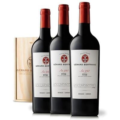 GÉRARD BERTRAND Héritage "An 990" rouge Fitou 2023 Coffret Bois 3 Bouteilles - Publicité GÉRARD BERTRAND Héritage "An 990" rouge Fitou 2023 Coffret Bois 3 Bouteilles - Publicité