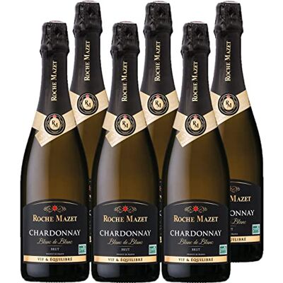ROCHE MAZET Vin Blanc Pétillant Brut 100% Chardonnay Vin de France Lot de 6 bouteilles x 75 cl - Publicité ROCHE MAZET Vin Blanc Pétillant Brut 100% Chardonnay Vin de France Lot de 6 bouteilles x 75 cl - Publicité