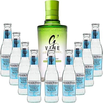 Wine And More Pack Gintonic G'Vine + 9 Fever Tree Mediterranean Water (70cl + 9 * 20cl) - Publicité Wine And More Pack Gintonic G'Vine + 9 Fever Tree Mediterranean Water (70cl + 9 * 20cl) - Publicité