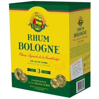 Bologne Rhum Agricole Blanc de la Guadeloupe Pur jus de canne 50% Bag in Box BIB (1 x 3L) - Publicité Bologne Rhum Agricole Blanc de la Guadeloupe Pur jus de canne 50% Bag in Box BIB (1 x 3L) - Publicité