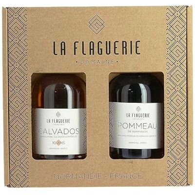 Normandie Coffret de Calvados et Pommeau de Domaine de la Flaguerie 2 bouteille de 20cl Produits- - Publicité Normandie Coffret de Calvados et Pommeau de Domaine de la Flaguerie 2 bouteille de 20cl Produits- - Publicité