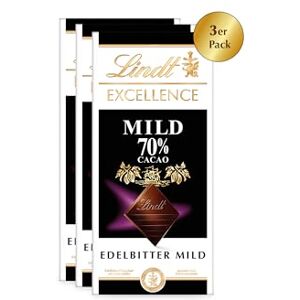 Lindt Excelence Lot de 3 chocolats doux 70% de cacao 3 x 100 g Chocolat amer avec variétés de cacao nobles extra douces et aromatiques Cadeau - Publicité Lindt Excelence Lot de 3 chocolats doux 70% de cacao 3 x 100 g Chocolat amer avec variétés de cacao nobles extra douces et aromatiques Cadeau - Publicité