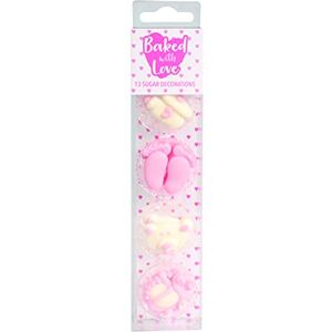 Baked with Love Lot de 13 décorations de cupcakes pour bébé fille – Sucre - Publicité Baked with Love Lot de 13 décorations de cupcakes pour bébé fille – Sucre - Publicité