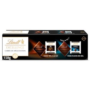 Lindt Coffret de Carrés de Dégustation EXCELLENCE Assortiment de Chocolats Noir 70% et Noir Fleur de Sel, 158g - Publicité Lindt Coffret de Carrés de Dégustation EXCELLENCE Assortiment de Chocolats Noir 70% et Noir Fleur de Sel, 158g - Publicité