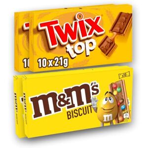 M&M's Mix Biscuits Chocolat TWIX TOP & – Lot de 40 Biscuits Individuels – TWIX x20 (210g) + Biscuit x20 (198g) – Snack Chocolaté à Emporter ou Partager - Publicité M&M's Mix Biscuits Chocolat TWIX TOP & – Lot de 40 Biscuits Individuels – TWIX x20 (210g) + Biscuit x20 (198g) – Snack Chocolaté à Emporter ou Partager - Publicité