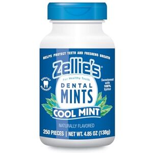 Zellies Menthes rafraîchissantes au xylitol sans sucre Sans OGM, faibles en calories, sans gluten, végétaliennes et casher (250 pastilles 1 paquet) - Publicité Zellies Menthes rafraîchissantes au xylitol sans sucre Sans OGM, faibles en calories, sans gluten, végétaliennes et casher (250 pastilles 1 paquet) - Publicité