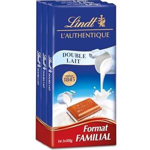 Lindt Lot de 3 Tablettes L'AUTHENTIQUE Chocolat Double Lait, 3x100g - Publicité Lindt Lot de 3 Tablettes L'AUTHENTIQUE Chocolat Double Lait, 3x100g - Publicité