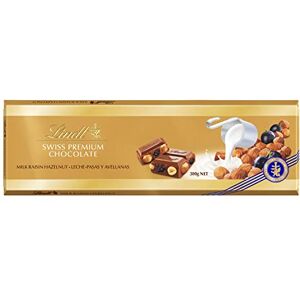 Lindt Maxi Tablette SWISS PREMIUM CHOCOLATE Lait Noisettes et Raisins Secs Chocolat au Lait, 300 g - Publicité Lindt Maxi Tablette SWISS PREMIUM CHOCOLATE Lait Noisettes et Raisins Secs Chocolat au Lait, 300 g - Publicité