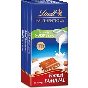 Lindt Lot de 3 Tablettes L'AUTHENTIQUE Chocolat au Lait Noisettes, 3x100g - Publicité Lindt Lot de 3 Tablettes L'AUTHENTIQUE Chocolat au Lait Noisettes, 3x100g - Publicité
