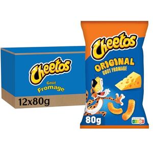 Cheetos Original Biscuits Apéritifs Soufflés Goût Fromage 80g Lot de 12 - Publicité Cheetos Original Biscuits Apéritifs Soufflés Goût Fromage 80g Lot de 12 - Publicité