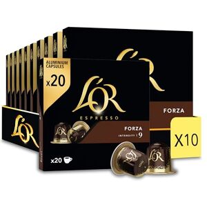 L'Or Espresso Café 200 Capsules Forza Intensité 9 compatibles Nespresso®* (lot de 10 x 20) - Publicité L'Or Espresso Café 200 Capsules Forza Intensité 9 compatibles Nespresso®* (lot de 10 x 20) - Publicité