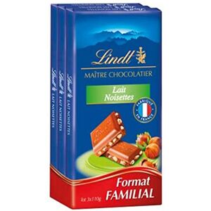 Lindt Chocolat lait noisettes Les 3 tablettes de 110g - Publicité Lindt Chocolat lait noisettes Les 3 tablettes de 110g - Publicité