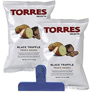 Gift World Torres Chips de pommes de terre à la truffe noire avec clip de sac, patatas fritas à l'ancienne fabriquées à la main Certifiées sans gluten 125 g par sac un produit d'Espagne (lot de 2) - Publicité Gift World Torres Chips de pommes de terre à la truffe noire avec clip de sac, patatas fritas à l'ancienne fabriquées à la main Certifiées sans gluten 125 g par sac un produit d'Espagne (lot de 2) - Publicité