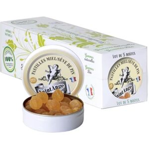 Saint Ange Lot 5 boites Pastilles Saint-Ange Saveur Miel Sève de Pin Bonbons Traditionnels 100% Français - Publicité Saint Ange Lot 5 boites Pastilles Saint-Ange Saveur Miel Sève de Pin Bonbons Traditionnels 100% Français - Publicité