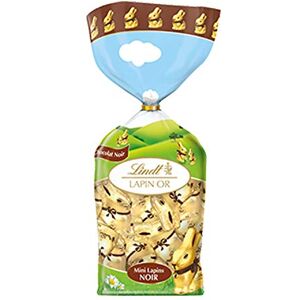 Lindt Sachet 12 Mini Lapin Or Chocolat noir 60% de cacao Fin et irrésistible 120g – Lot de 4 - Publicité Lindt Sachet 12 Mini Lapin Or Chocolat noir 60% de cacao Fin et irrésistible 120g – Lot de 4 - Publicité