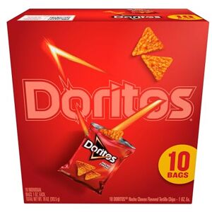 Doritos Frito-Lay Tortilla Chips, Nacho Cheese, 1oz Bags (10 Pack) - Publicité Doritos Frito-Lay Tortilla Chips, Nacho Cheese, 1oz Bags (10 Pack) - Publicité