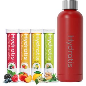 HYDRATIS Pastilles Hydratation Electrolytes Mix 4 Parfums + Gourde 500 ml Rouge Améliore l'Hydratation et Favorise l'Énergie Formule Isotonique Sport. Récupération (80 Pastilles) - Publicité HYDRATIS Pastilles Hydratation Electrolytes Mix 4 Parfums + Gourde 500 ml Rouge Améliore l'Hydratation et Favorise l'Énergie Formule Isotonique Sport. Récupération (80 Pastilles) - Publicité