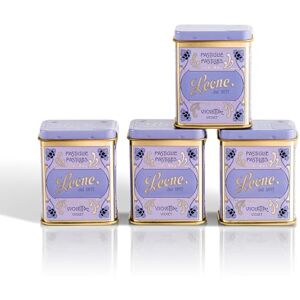 Pastiglie Leone Leone depuis 1857 – Petite Boîte en métal Pastilles Leone Violette Bonbons à la Violette Sans Gluten et Végans – 4 Petites Boîtes en métal de 30g (4 x 30g) - Publicité Pastiglie Leone Leone depuis 1857 – Petite Boîte en métal Pastilles Leone Violette Bonbons à la Violette Sans Gluten et Végans – 4 Petites Boîtes en métal de 30g (4 x 30g) - Publicité
