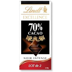 Lindt Lot de 2 Tablettes EXCELLENCE Noir 70% Cacao Chocolat Noir, 2x100g - Publicité Lindt Lot de 2 Tablettes EXCELLENCE Noir 70% Cacao Chocolat Noir, 2x100g - Publicité