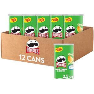 Pringles Croustilles de pommes de terre, collations de déjeuner, collations de bureau et d'enfants, Grab N' Go, crème aigre et oignon (12 canettes) - Publicité Pringles Croustilles de pommes de terre, collations de déjeuner, collations de bureau et d'enfants, Grab N' Go, crème aigre et oignon (12 canettes) - Publicité