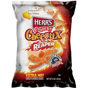 Herr's CRUNCHY CHEESTIX CHIPS SOUFFLES CAROLINA REAPER 227g / 8oz - Publicité Herr's CRUNCHY CHEESTIX CHIPS SOUFFLES CAROLINA REAPER 227g / 8oz - Publicité
