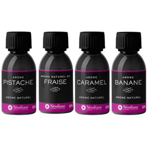 Néroliane LOT 4 AROMES NATURELS Fraise-Banane-Caramel-Pistache - Publicité Néroliane LOT 4 AROMES NATURELS Fraise-Banane-Caramel-Pistache - Publicité