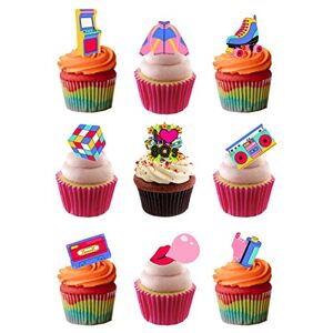 Top That Lot de 30 décorations de gâteaux en papier comestible rétro années 1980 - Publicité Top That Lot de 30 décorations de gâteaux en papier comestible rétro années 1980 - Publicité