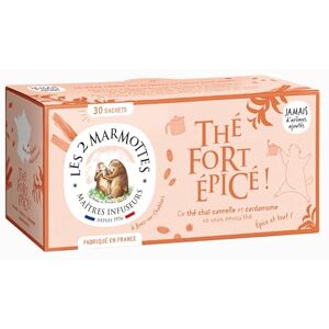 LES 2 MARMOTTES Thé Fort épicé Thé Chai noir BIO, cannelle et cardamome Energisant et gourmand Pour le matin 30 Sachets par boite Made in France 48g - Publicité LES 2 MARMOTTES Thé Fort épicé Thé Chai noir BIO, cannelle et cardamome Energisant et gourmand Pour le matin 30 Sachets par boite Made in France 48g - Publicité