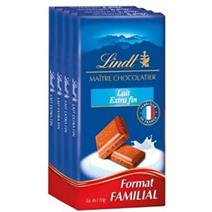 Lindt Chocolat au lait extra fin Les 4 tablettes de 110g - Publicité Lindt Chocolat au lait extra fin Les 4 tablettes de 110g - Publicité