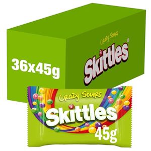 Skittles Crazy Sours Bonbons au Goût Fruits acidulés Bonbons à Partager Grand format contenant 36 sachets de 45g 1,620kg - Publicité Skittles Crazy Sours Bonbons au Goût Fruits acidulés Bonbons à Partager Grand format contenant 36 sachets de 45g 1,620kg - Publicité