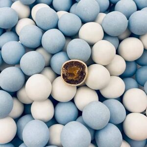 chocodic Dragées coeur caramel enrobées de chocolat lait variation bleu et blanc mat 0.5kg pas cher environ 90 dragées Fabrication artisanale en France - Publicité chocodic Dragées coeur caramel enrobées de chocolat lait variation bleu et blanc mat 0.5kg pas cher environ 90 dragées Fabrication artisanale en France - Publicité