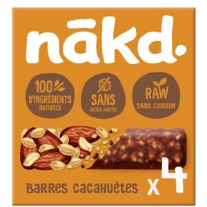 Nakd Nākd. Cacahuètes   Raw Barres de Fruits et Noix   100% D'ingrédients Naturels   Sans Sucre Ajoutés   Vegan   4 x 35g   140g - Publicité