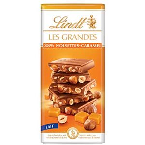 Lindt Chocolat au lait 38% noisettes caramel Les Grandes La tablette de 150 g - Publicité Lindt Chocolat au lait 38% noisettes caramel Les Grandes La tablette de 150 g - Publicité