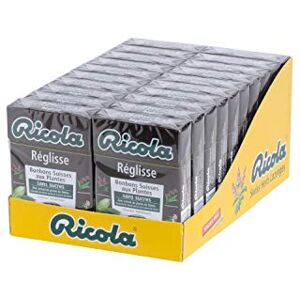 Ricola Bonbons aux Plantes Suisses Parfum Réglisse Gourmand et Rafraîchissant Sans Sucres Lot de 20 boîtes de 50g - Publicité Ricola Bonbons aux Plantes Suisses Parfum Réglisse Gourmand et Rafraîchissant Sans Sucres Lot de 20 boîtes de 50g - Publicité