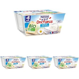 Nestlé Bébé P'Tit Onctueux Bio Nature Sucre de Canne Laitage dès 6 Mois 4X90g (Lot de 4) - Publicité Nestlé Bébé P'Tit Onctueux Bio Nature Sucre de Canne Laitage dès 6 Mois 4X90g (Lot de 4) - Publicité