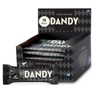 FOODIN Dandy Candy Barre aux Dattes Salmiak Réglisse – Vegan, Sans Sucre Ajouté, Sans Gluten, Riche en Fibres – Snack Sain & Barre Énergétique – Pack de 18 (18 x 35 g) - Publicité FOODIN Dandy Candy Barre aux Dattes Salmiak Réglisse – Vegan, Sans Sucre Ajouté, Sans Gluten, Riche en Fibres – Snack Sain & Barre Énergétique – Pack de 18 (18 x 35 g) - Publicité
