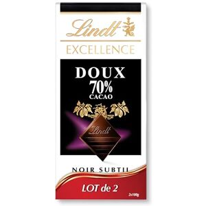 Lindt Lot de 2 Tablettes EXCELLENCE Noir 70% Cacao Doux Chocolat Noir, 2x100g - Publicité Lindt Lot de 2 Tablettes EXCELLENCE Noir 70% Cacao Doux Chocolat Noir, 2x100g - Publicité