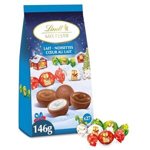 Lindt Sachet TEDDY Mix Festif Assortiments de Chocolats au Lait Cœur onctueux Lait et Cœur Noisettes Idéal pour Noël, 146g - Publicité Lindt Sachet TEDDY Mix Festif Assortiments de Chocolats au Lait Cœur onctueux Lait et Cœur Noisettes Idéal pour Noël, 146g - Publicité