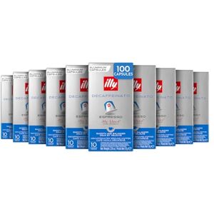 illy , Cafè en Capsules Compatibles en Aluminium DÉCAFÉINÉ, 100% Arabica avec des Notes de Caramel, de Chocolat et de Pain Grillé, Sans Caféine, 10 Paquets de 10 (100 Capsules au Total) - Publicité illy , Cafè en Capsules Compatibles en Aluminium DÉCAFÉINÉ, 100% Arabica avec des Notes de Caramel, de Chocolat et de Pain Grillé, Sans Caféine, 10 Paquets de 10 (100 Capsules au Total) - Publicité