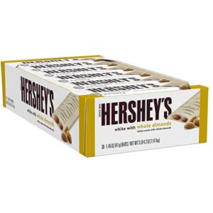 Hershey's Lot de 36 barres de bonbons crème blanche avec amandes 41 g - Publicité